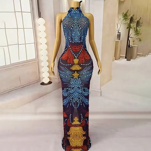 Robes de soirée élégantes scintillantes argentées pour femmes, robe de soirée longue bleue pour invitées de mariage, robes de club - Product Image 3