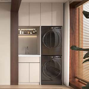 Meuble de lavage et de séchage intégré de style italien moderne en panneaux de bouleau massif, personnalisable, très vendu, pour salon, écologique - Product Image 2