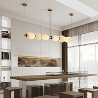 Lampes suspendues en albâtre espagnol simple pour le salon Cuisine Restaurant Bureau Magic Bean Pearl Necklace Lustres