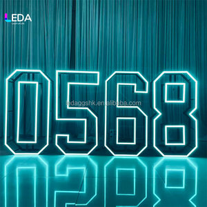 2026 LEDA Chiffre d'anniversaire pliable en métal avec cadre en fer, lettres néon RGB pour décoration de fête et d'événement - Product Image 2