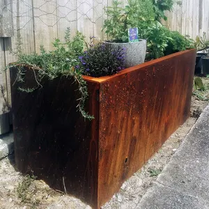 Fornecedor atacado de caixas de aço Corten para plantadores grandes e verticais vaso de flores em aço Corten