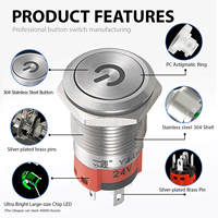 Bouton-poussoir en laiton à symbole lumineux de 16 mm, 1NO1NC, à verrouillage, étanche IP65/IP67, 24V, CE TUV, personnalisé YIJIA