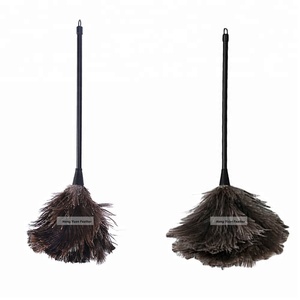 Commercio all'ingrosso <span class=keywords><strong>nero</strong></span> a buon mercato eco-friendly riutilizzabile palmare naturale piuma di struzzo <span class=keywords><strong>spolverino</strong></span> per la pulizia forniture per la casa auto ufficio - Product Image 1