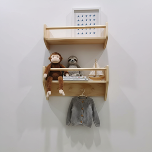 Étagère <span class=keywords><strong>murale</strong></span> en <span class=keywords><strong>bois</strong></span> pour économiser de l'espace avec crochets pour le rangement à la maison, en cuisine, dans le salon, étagère <span class=keywords><strong>murale</strong></span> de rangement - Product Image 3