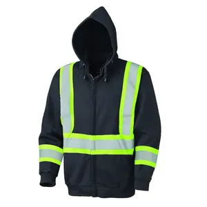 ZUJA फैक्टरी ज़िप बंद के साथ उच्च चिंतनशील सुरक्षा mens Hoodies गहरे नीले रंग का