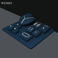 WEIMEI bleu microfibre magasin de bijoux comptoir affichage accessoires collier boucle d'oreille anneau bijoux présentoir en gros plateau de bijoux