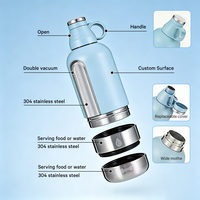 Bouteille d'alimentation pour chien et chat en acier inoxydable de 32 oz, 3 en 1, isolée sous vide avec compartiment pour nourriture