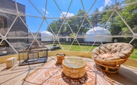 Tente igloo transparente, maison en tente géodésique en PVC imperméable avec salle de bain