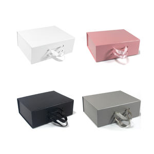 Caja de Regalo Plegable Rectangular con Tapa Magnética Abatible, Caja de Almacenamiento con Asa, Logotipo Personalizable, Rosa, Morado, Negro, Blanco, 2 Capas - Product Image 1