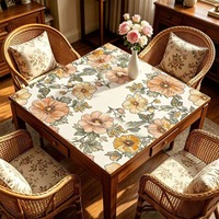Tapis de mahjong d'automne, tapis de table carré imprimé floral pour mahjong, tapis de jeu silencieux antidérapant en caoutchouc, couverture de table insonorisante