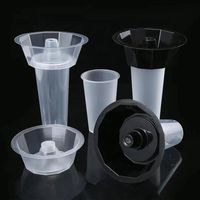 Nouvelle fonction 2 en 1 : Gobelet jetable en plastique PP pour collations et boissons avec bol à collations intégré pour fondue, thé au lait, glaces et snacks.