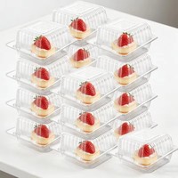 Boîte de rangement alimentaire jetable transparente avec couvercle rabattable pour gâteau aux fraises, conteneur extérieur en plastique avec couvercle, boîte d'emballage pour dessert et burger