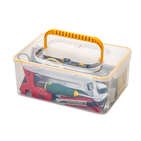 Boîte de rangement d'outils portable transparente avec poignée, grande capacité, boîte rectangulaire scellée