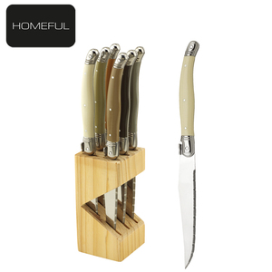 Nuova Collezione di <span class=keywords><strong>Coltelli</strong></span> da Bistecca in Acciaio Inox con Lama <span class=keywords><strong>a</strong></span> Motivo Damascato Laser, Coltello Laguiole e Manico Personalizzato in ABS Lucido - Product Image 6