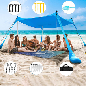 Tenda da Spiaggia e Parasole con Paletta e Picchetti, Protezione Solare UPF50+ in Tessuto Oxford per Campeggio - Product Image 3