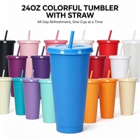 Gobelet en plastique réutilisable sans BPA personnalisé, 24 oz, couleur unie mate, en PP, avec paille et couvercle pour la consommation quotidienne