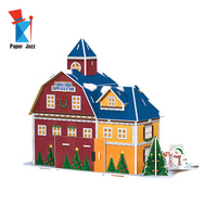 Magasin d'Articles de Noël : Puzzle 3D en Papier pour Enfants, Scène Ferme, Traîneau et Bonhomme de Neige, Jouet Créatif à Assembler, Décoration de Table de Noël pour la Maison