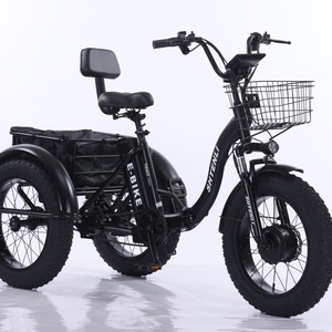Expédition au Kenya, Tricycle électrique pliable à pneus larges de 20 pouces, <span class=keywords><strong>VTT</strong></span> 500W 48V10Ah, double panier avant et arrière, vélo électrique pour adultes, <span class=keywords><strong>VTT</strong></span> - Product Image 2