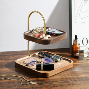 ถาดไม้เนื้อแข็งทำมือสองด้านสุดหรู ขนาดเล็ก สำหรับโต๊ะกาแฟในห้องนั่งเล่น ใช้เสิร์ฟและตกแต่งบ้าน - Product Image 1