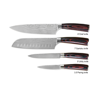 Coffret cadeau personnalisé, ensemble de 4 couteaux de cuisine en acier 5Cr15MoV poli miroir