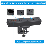 Regleta de escritorio con abrazadera, carga rápida USB-C de 18W, 3 tomas de CA de EE. UU., protector contra sobretensiones, extensión de enchufe para escritorio de oficina, venta al por mayor
