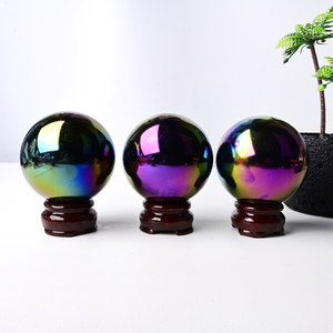 Wholesale <b>Crystal</b> Obsidian <b>Spheres</b> Snowflake Pattern Electroplated-Home Decor Gift Fashion Trend Multi-Occasion 5-7CM High - Product Image 1