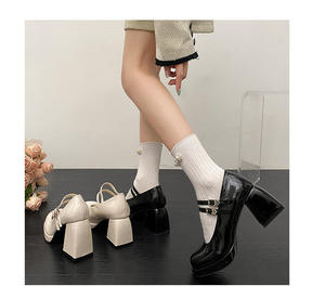 2025 fashion Women Shoes chunky Heeled Sandals Square <b>toe</b> elegant pumps Ankle strap wedding party dress shoes Ladies shoes pumps - Product Image 4