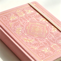 Carnet A5 à couverture rigide en tissu rose, motif floral, avec dorure à chaud personnalisée, pour journal intime et papeterie