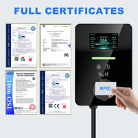 Estación de Carga para Vehículos Eléctricos de 7.4kW 32A Monofásica, Enchufe T2S con Obturador, WiFi, App Tuya, Diseño Ultra Delgado, Sin Cable, para Francia