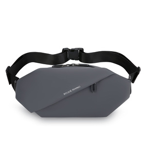 Riñonera Impermeable Bojue Rhino para Hombre, Bolsillo para Teléfono, Gran Capacidad, Correa Desmontable, Negro Gris, Primavera 2026 - Product Image 1