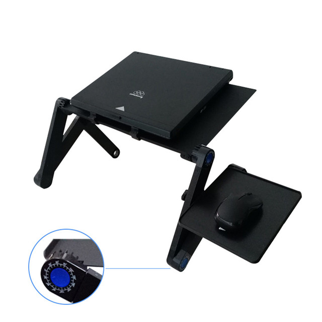 Factory Price Portable Folding Aluminum Table Convertible Extendable 2 Cooling Fans Mouse Pad for Laptop Users Computer Desk