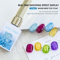 2 pièces/paquet – Top Coat Effet Goutte d'Eau Sans Essuyage pour l'été – Sans HEMA ni TPO – Effet Goutte d'Eau 3D – Gel Fonctionnel UV/LED 15ml