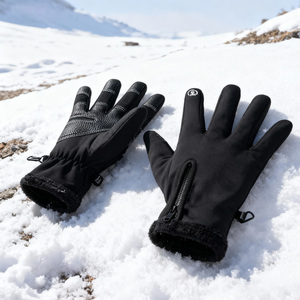 <span class=keywords><strong>Gants</strong></span> de cyclisme sans doigts doublés de polaire, chauds, antidérapants, imperméables, avec fermeture éclair, compatibles avec les écrans <span class=keywords><strong>tactiles</strong></span>, pour la conduite hivernale - Product Image 3