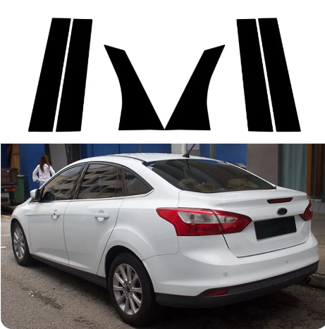 Fit for Ford Focus/Active 08-2023 Car Exterior Accessories Bright Black Center Column Sticker Door Frame Cover Window Decoration