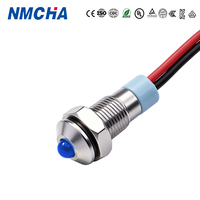 Lampu Indikator Daya LED Biru DQ-6 Pabrikan Cina, Tahan Air IP65, Logam, 2 Kabel, Indikator Peralatan Mesin