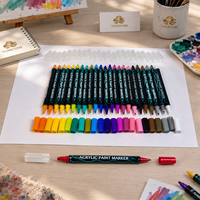 Petits marqueurs à peinture acrylique, 12 couleurs, double pointe (grosse et fine), à base d'eau, séchage rapide, haute couvrance pour la pierre, le verre, le bois et les loisirs créatifs