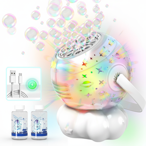 Juguete de verano para exteriores, máquina de burbujas de jabón totalmente automática con proyección de luz temática espacial, juguete para niños, regalo de cumpleaños - Product Image 1
