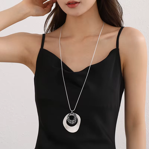 집게 칼라 페미니노 트렌디 스타일 니켈 프리 블랙 <span class=keywords><strong>80</strong></span> 숫자 수지 금속 긴 패션 펜던트 목걸이 - Product Image 5