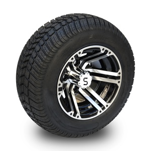 Roues de voiturette de golf usinées/noires brillantes de 10 po et pneus de voiturette de golf DOT Street combinés - Product Image 3