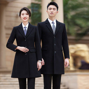 Uniforme de Recepcionista de Hotel para Hombre y <span class=keywords><strong>Mujer</strong></span>, Abrigo Largo y Delgado de Invierno, Cuello Alto, Grueso, 100% Poliéster, con Bolsillos - Product Image 3