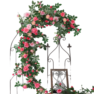 Rose <span class=keywords><strong>grimpante</strong></span> artificielle en soie <span class=keywords><strong>de</strong></span> haute qualité, 1,9 m, suspendue, faite à la main, fleurs douces roses, rouges et blanches pour la décoration <span class=keywords><strong>de</strong></span> la maison, du jardin et des mariages - Product Image 1