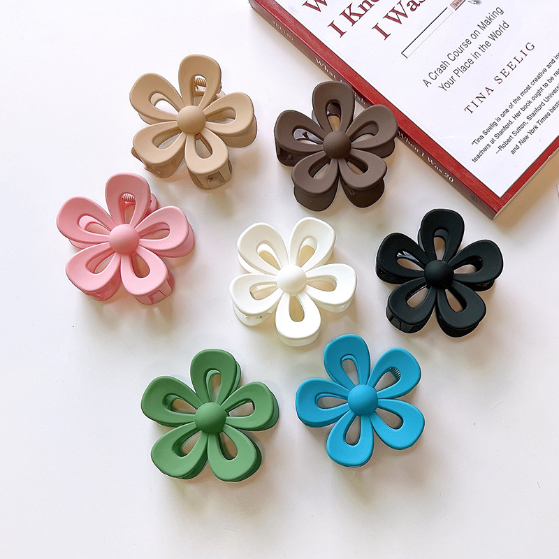 Корейский Новый Стиль Цветочный зажим Матовый шероховатый Зажим Для Волос акула высокие заколки для волос конский хвост