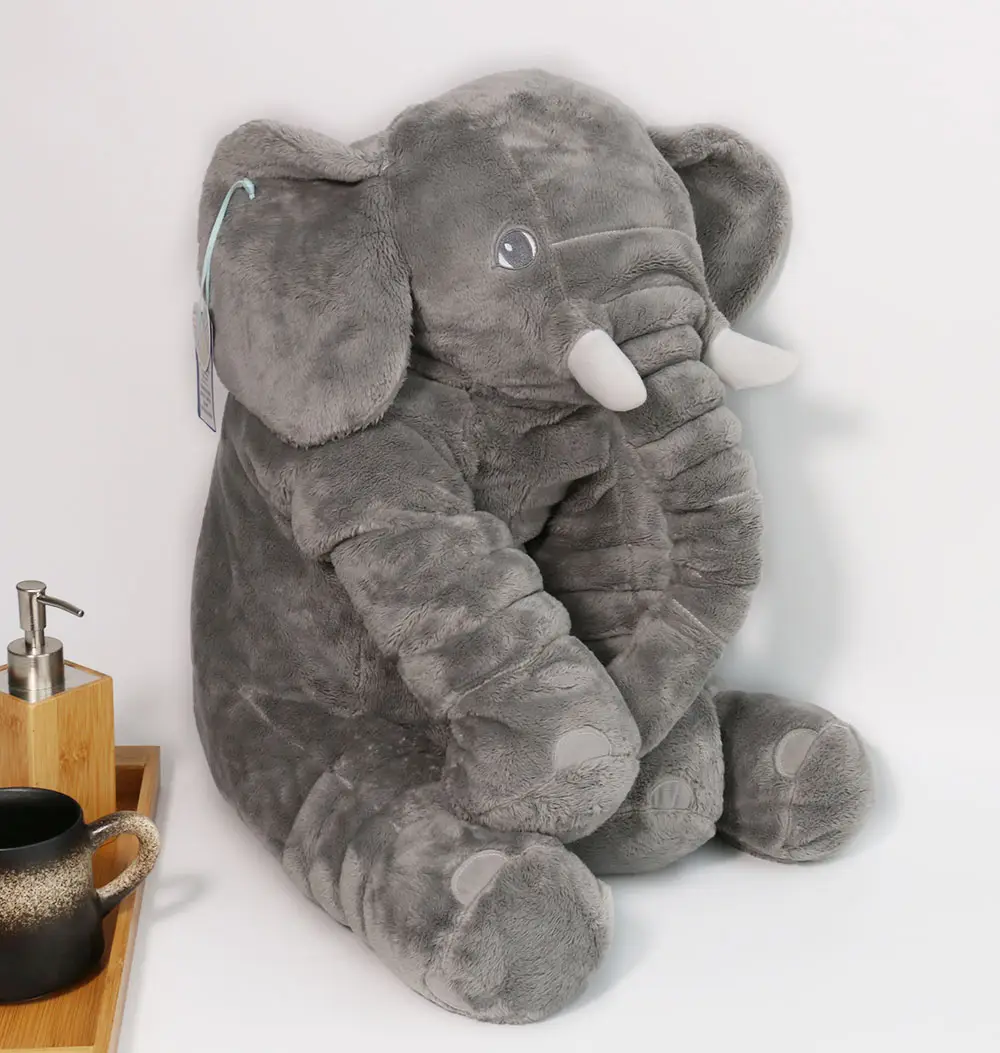 Gri fil dolması hayvanlar peluş oyuncak hayvanlar yastık (gri)