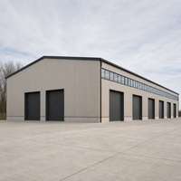 Atelier d'usinage de précision en acier européen, portique de 70 m, porte enroulable, toit anthracite, bâtiment industriel propre