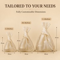 Sac cadeau en organza imprimé avec logo personnalisé, sac à nœud japonais scintillant, pochette cosmétique de luxe pour mariage, sac de shopping réutilisable