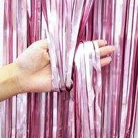Drapeau de décoration personnalisé en PET écologique, 1 couleur, avec franges métallisées, rideau de pluie, pour fond de fête d'anniversaire et décoration murale de mariage