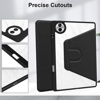 Étui rotatif pour Honor Pad 10 / Tablette 10 12,1 pouces 2025 avec support pour stylet, coque arrière rigide transparente 360 °   Support rotatif pour tablette