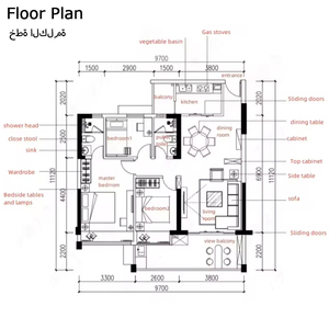 Sanhai khách sạn Dịch vụ thiết kế nội thất phong cách Scandinavian 3D Rendering Nhà Phòng Ngủ bố trí với đồ nội thất sàn kế hoạch CAD bản vẽ - Product Image 5