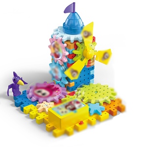 Mainan putar kincir angin dinosaurus roda gigi blok bangunan elektrik serbaguna Set Puzzle partikel besar - Product Image 1