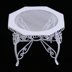 1/12 casa delle bambole in miniatura bianco ottagonale tavolo e sedie modello Set fai da te accessorio giocattolo per mobili giocattolo in miniatura - Product Image 4